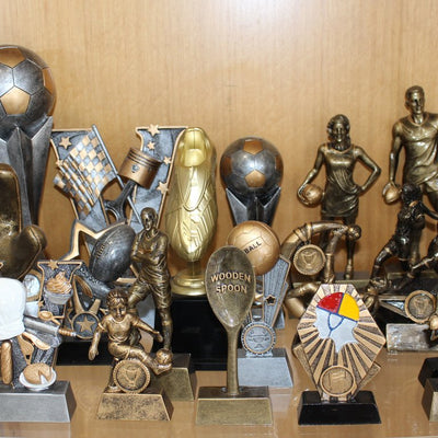 Sporting awards, football trophies, mens and womens competition prizes